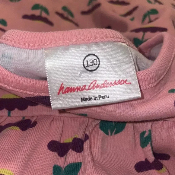 Hanna Andersson Girls Size 130 / US 8 Purple Floral Dress Long Sleeve Cotton - Picture 3 of 8